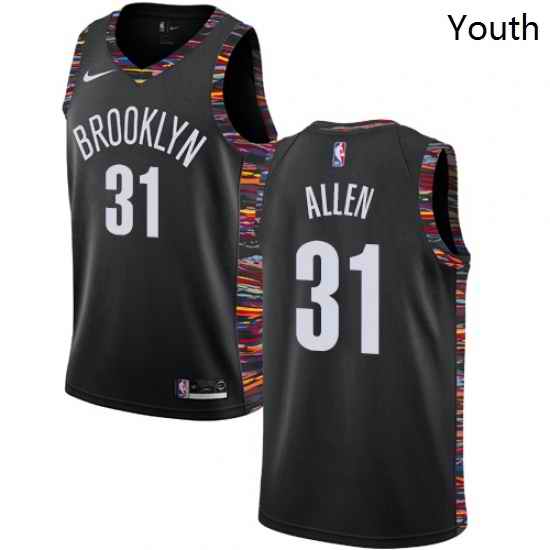 Youth Nike Brooklyn Nets 31 Jarrett Allen Swingman Black NBA Jersey 2018 19 City Edition